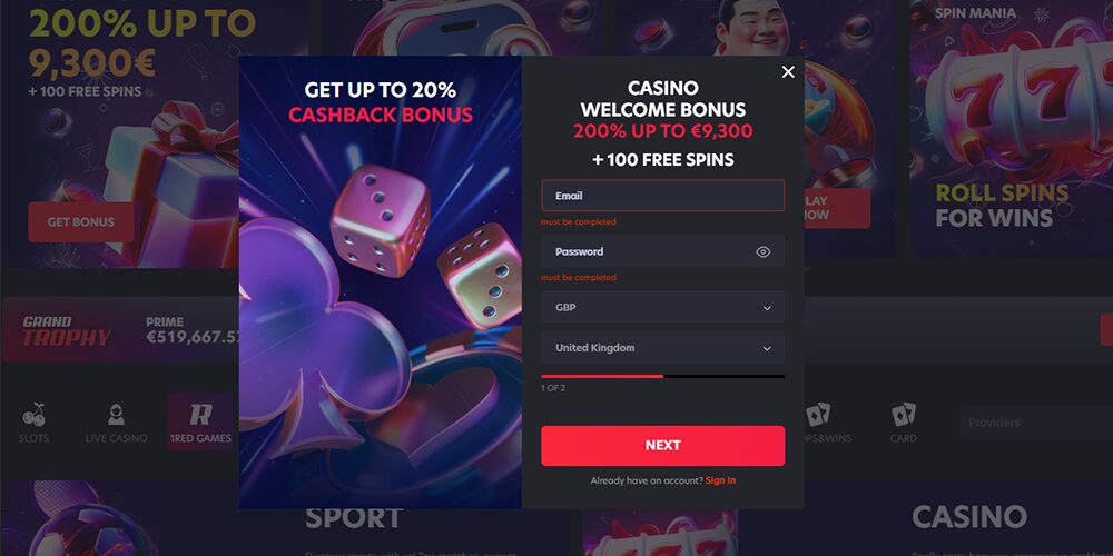 Red Casino Cashback Bonus